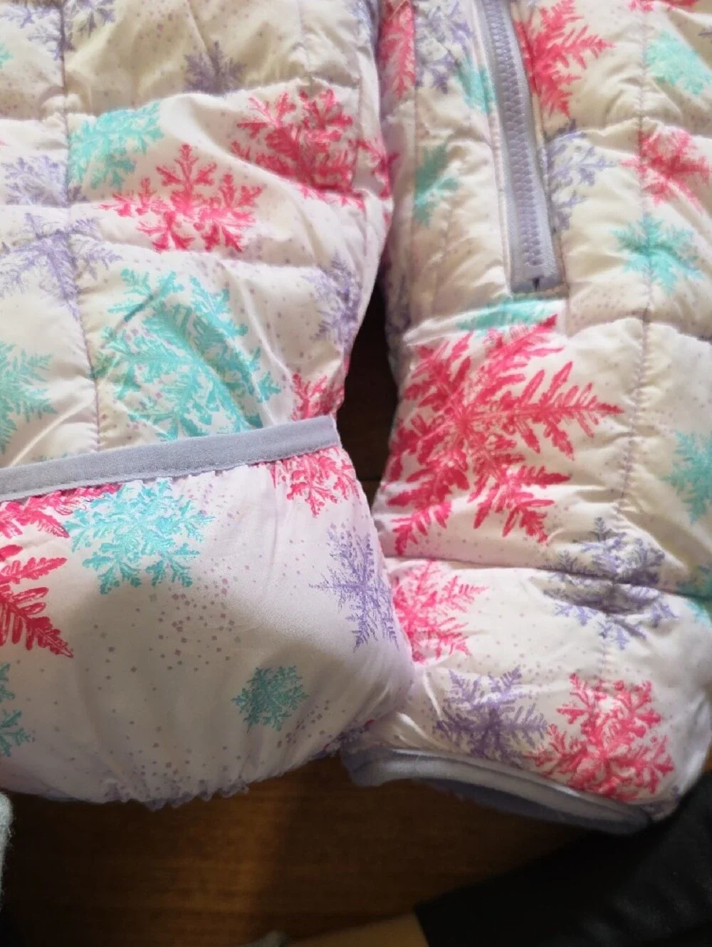 Cozy Hooded Snowflake Footie One-Piece - Pink, Aqua, Lavender